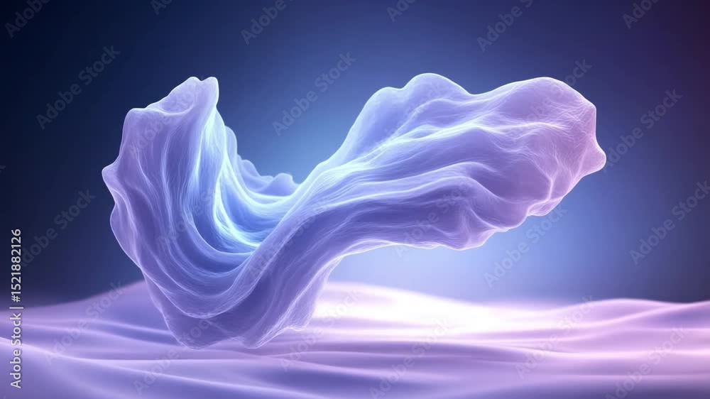 Poster abstract fabric in motion: an ethereal, flowing fabric sculpture levitates gracefully, its form high
