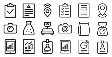 Collection of office and business icons for digital and print design projects