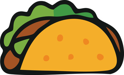 Icon of a Mexican Taco with Lettuce and Filling