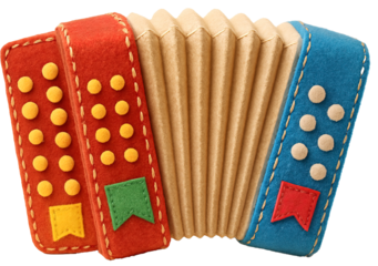 Costura de tecido em formato de sanfona icone 3d isolado para campanha de são joão