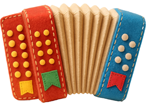 Costura de tecido em formato de sanfona icone 3d isolado para campanha de são joão