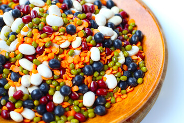 Colorful mixed beans and lentils, packed with plant-based protein and fiber