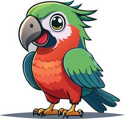 Fototapeta premium Kawaii Style Parrot Illustration