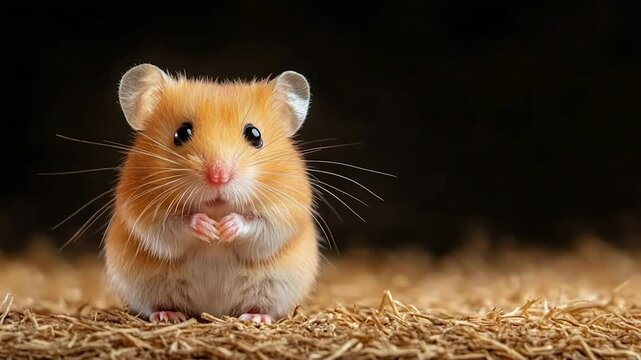 Adorable Hamster Portrait: A Close-Up of a Fluffy Golden Hamster