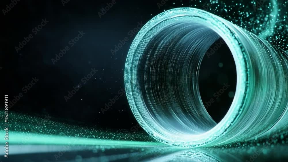 Poster flowing light tube: a captivating image showcases a translucent tube, emanating an ethereal, flowing
