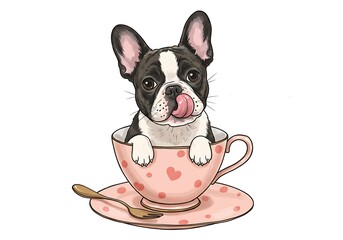 Cute French Bulldog Puppy in Teacup