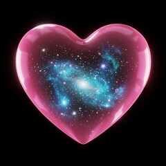 Cosmic Galaxy Inside Glass Heart