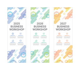 Modern business banner templates with abstract geometric patterns. Perfect for workshops, events, conferences, presentations, or branding projects, combining style and professionalism.