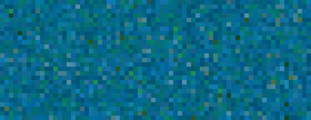 Pixelated water texture in 8-bit game style. Seamless blue background with wavy aquatic pattern.