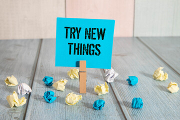 Try new things symbol. Concept words Try new things on beautiful white paper
