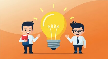 Brilliant Idea Two Businessmen Collaborating on Innovative Solutions and Strategic Planning