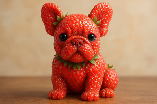 Strawberry French Bulldog &ndash; Whimsical Fruit-Inspired Animal Mashup