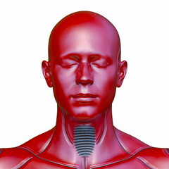 男性サイボーグの顔アップ　3DCGレンダリング