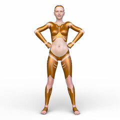 女性サイボーグ　3DCGレンダリング