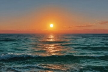 Obraz premium Ocean sunset scene isolated on white background