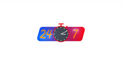 24 7 Support service icon. Vector stock illustration.