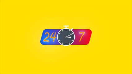 24 7 Support service icon. Vector stock illustration.