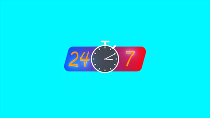24 7 Support service icon. Vector stock illustration.