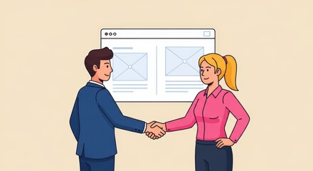 Successful Business Partnership Collaboration, Teamwork, and Agreement Illustrated