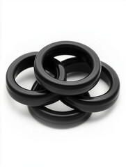 Set of silicone rings isolated on white background. Ideal for product listings, hardware catalogs, and packaging design