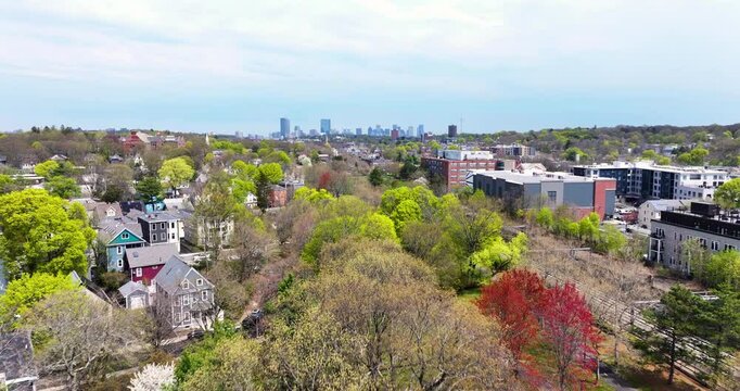 Boston Skyline View from Jamaica Plain, Massachusetts