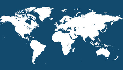 World map. Blue modern vector map. Silhouette map.	