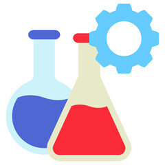Experiment mini illustration flat color icon, use for research and development, education, industry, UI, UX kit, app and web development, digital or print.