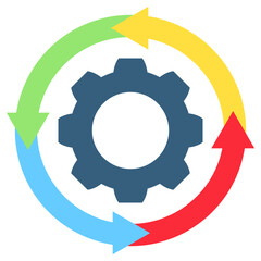 Iteration Cycle mini illustration flat color icon, use for research and development, education, industry, UI, UX kit, app and web development, digital or print.