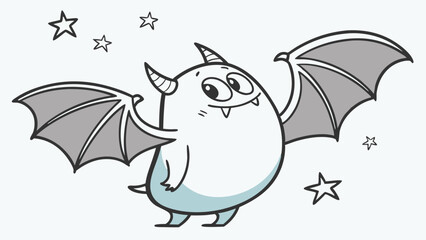 Fototapeta premium Playful BatWinged Monster with Stars