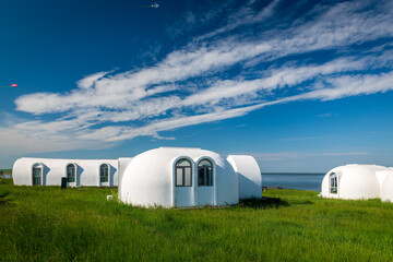The space capsule building on the Hohhotonor Grassland in Hulunbuir City, Inner Mongolia Autonomous Region, China