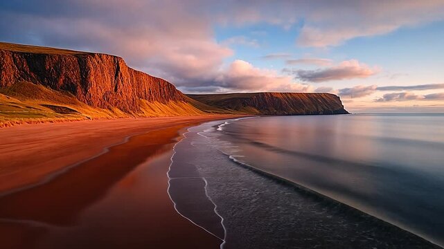 Sunset at the Coastal Cliffs: A Serene Beachscape
