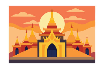Naklejka premium vector illustration of a temple in thailand
