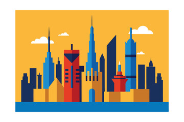 Obraz premium vector illustration of city skyline