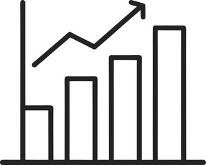 continuous one line drawing of a rising bar chart