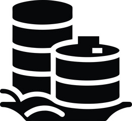 data lake icon stylized water with database