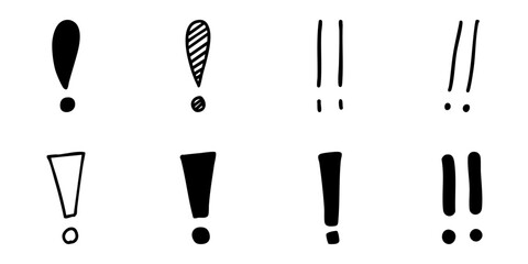 手書き　びっくりマーク　黒　セット