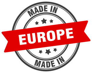 Made in europe round sign. Made in europe stamp.