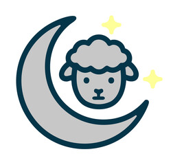 Eid al-Adha Moon and Sheep, Islamic Holiday Graphic,Goodnight Sheep, Bedtime Icon, Calmness Design, Sheep and Moon, Celestial Animal, Simple Icon
