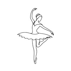 Elegant ballerina in one-line drawing graceful pose