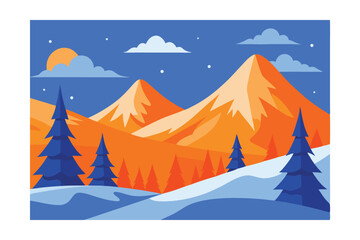 winter landscape with mountains