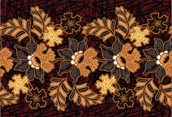 Indonesian Batik Very exclusive flower motif, for fabric