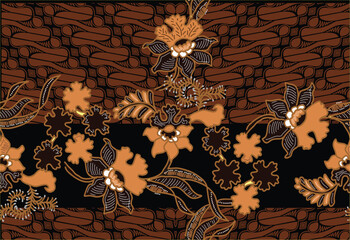 Indonesian Batik Very exclusive flower motif, for fabric