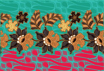 Indonesian Batik Very exclusive flower motif, for fabric