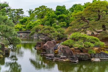 Naklejka premium Garden of Nijo Castle, a castle built by Tokugawa Ieyasu in Kyoto, Japan