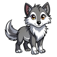Obraz premium Cute Baby Wolf Vector – Jungle Animal Illustration for Kids