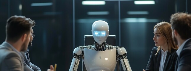 Corporate AI ethics team discussing responsible AI deployment in global business practices modern boardroom