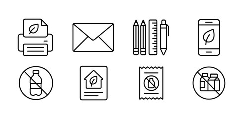 Eco-friendly linear icon set. environment, sustainability, recycling icons collection