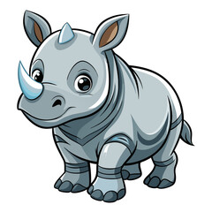 Fototapeta premium Cute Baby Rhinoceros Vector – Jungle Animal Illustration for Kids
