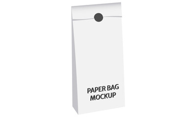 White paper bag mockup image, png paper bag image in white color, take away paper bag