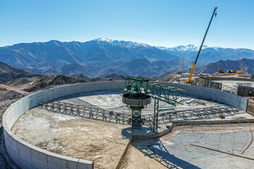 Concrete thickener is installing. Thickening is a process where a slurry or solid-liquid mixture is...